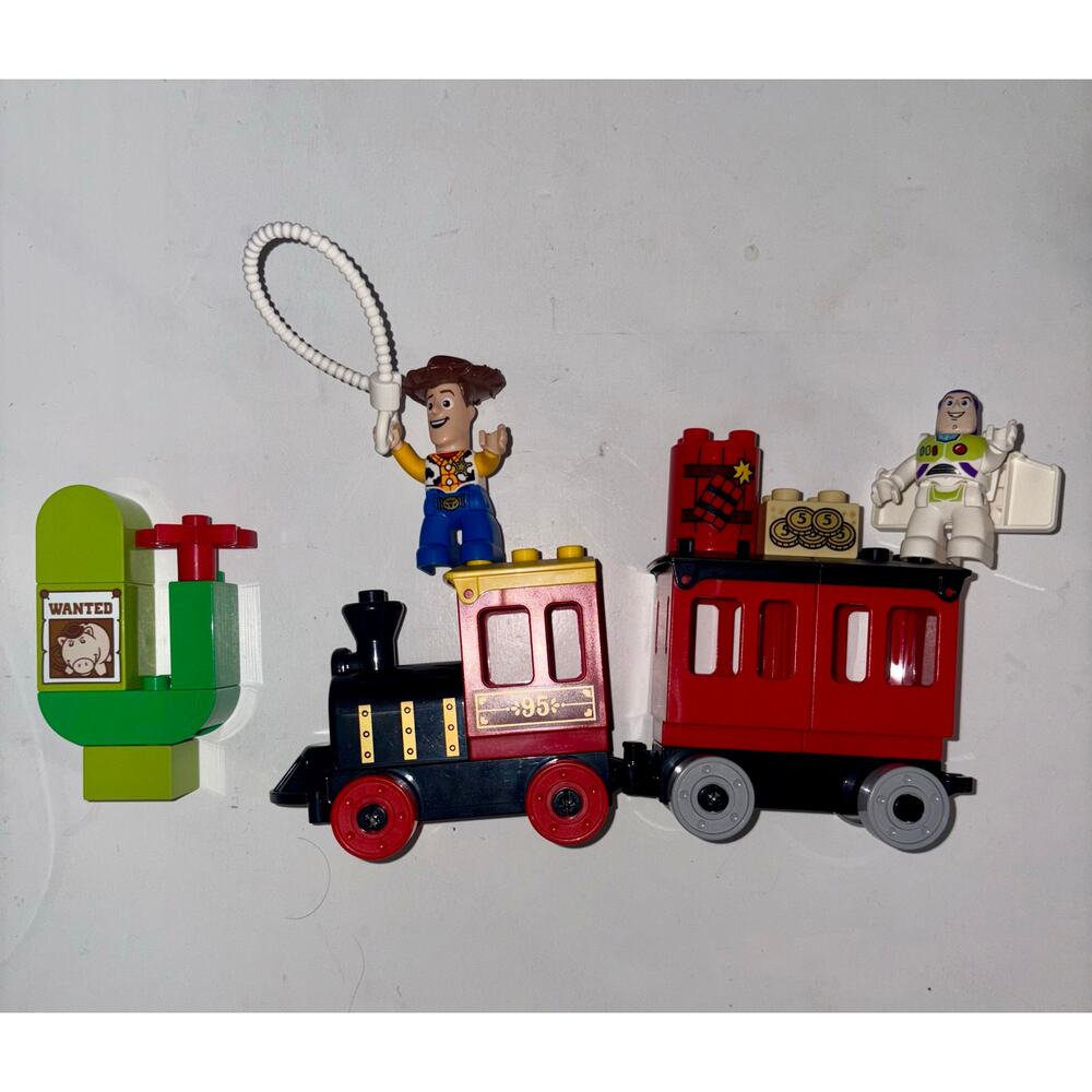 Lego Red Black Train with Woody and Buzz Minifigures